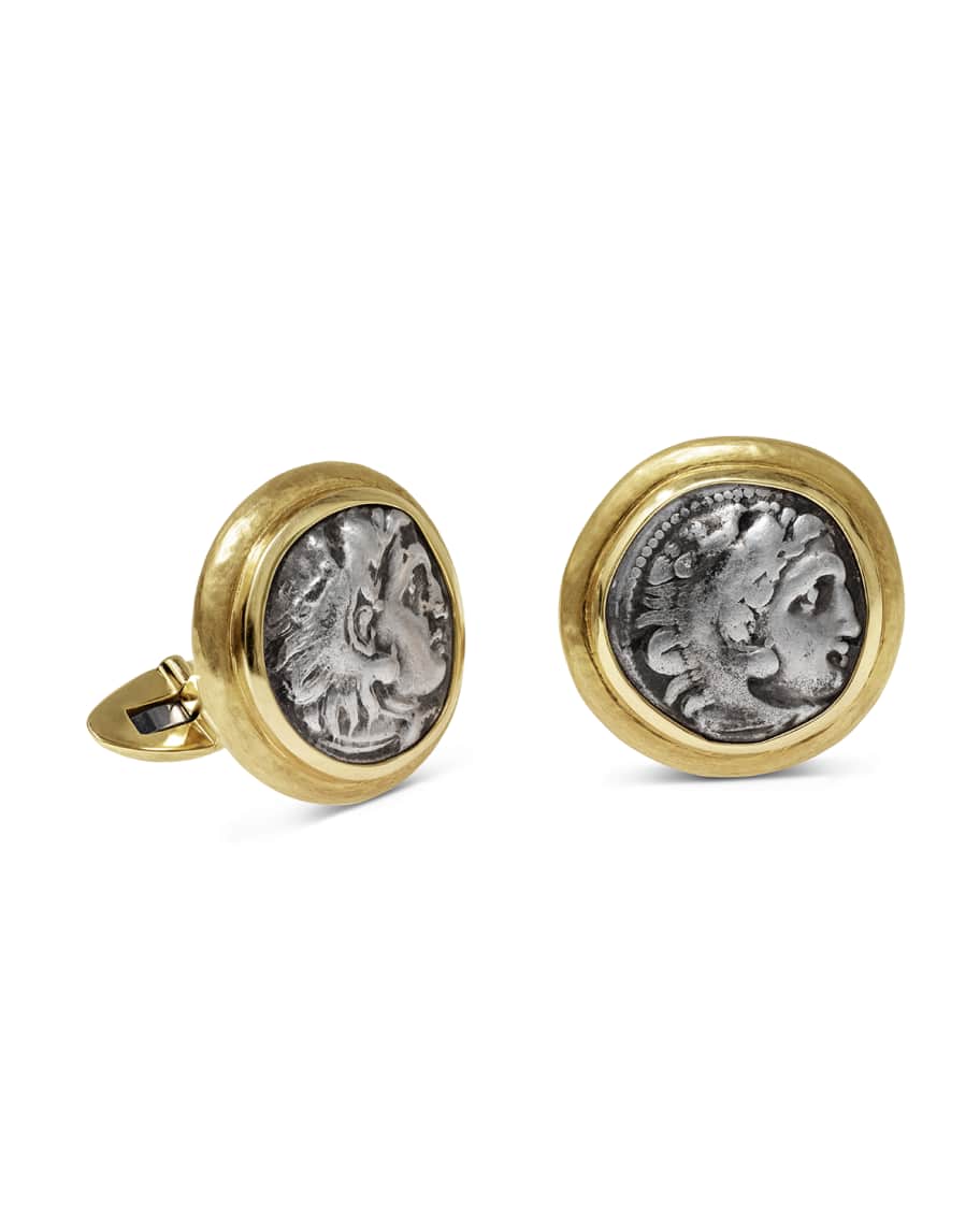 Jorge Adeler Men's Ancient Alexander The Great Coin 18K Gold Cufflinks ...