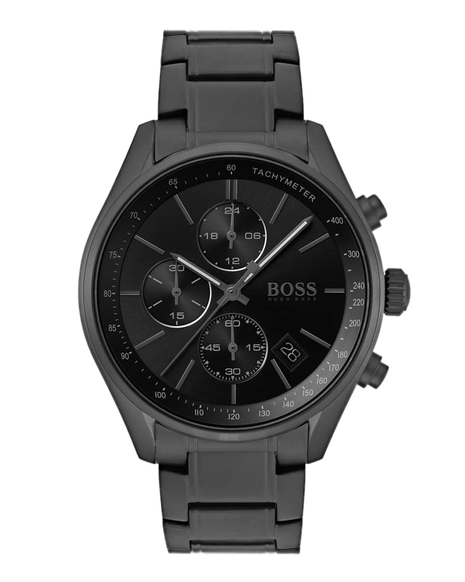 Hugo Boss Men's Grand Prix Chronograph Watch with Bracelet, Black ...