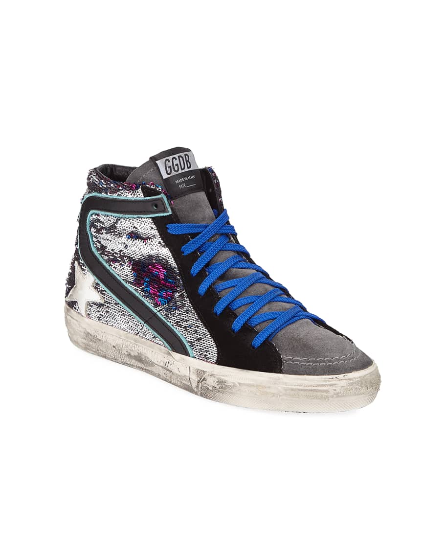 Golden Goose Slide Sequined Leopard HighTop Sneakers Neiman Marcus