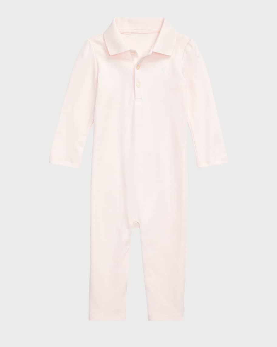 Image 1 of 2: Interlock Polo Coverall, Size 3-12 Months