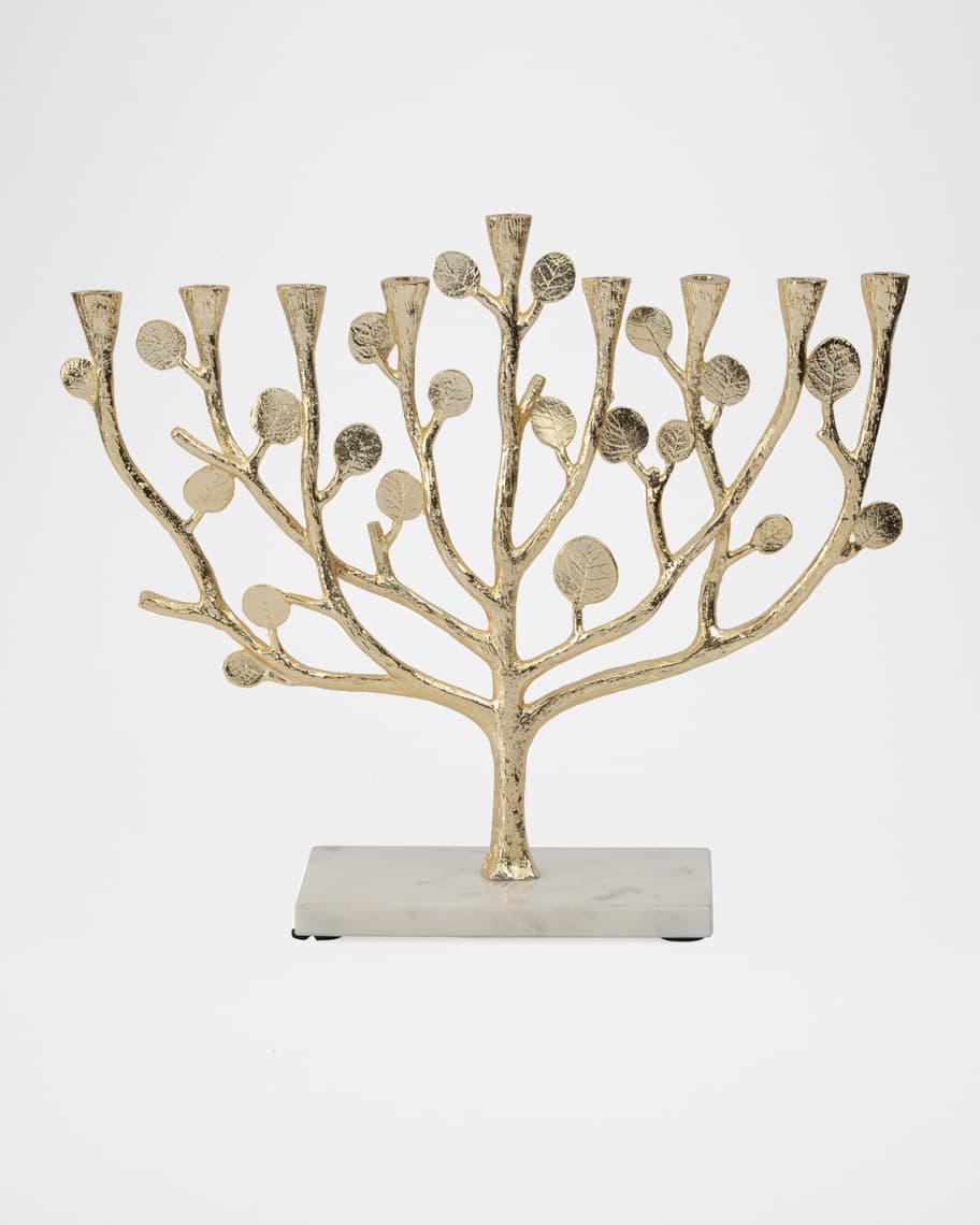 Botanical Leaf Gold Menorah