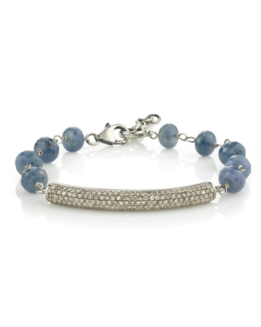 Sheryl Lowe Wire Wrap Sapphire Bracelet w/ Pave Diamond Bar | Neiman Marcus