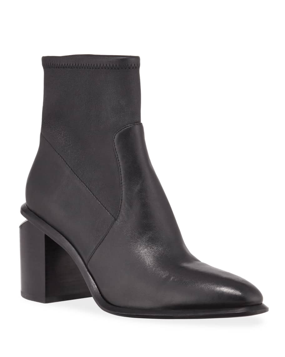 Alexander Wang Anna Leather Block-Heel Stretch Booties | Neiman Marcus