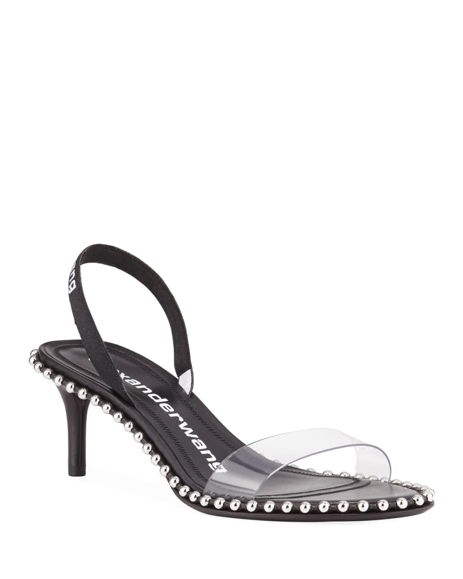 Alexander Wang Nova Studded Clear-Strap Slingback Sandals | Neiman Marcus