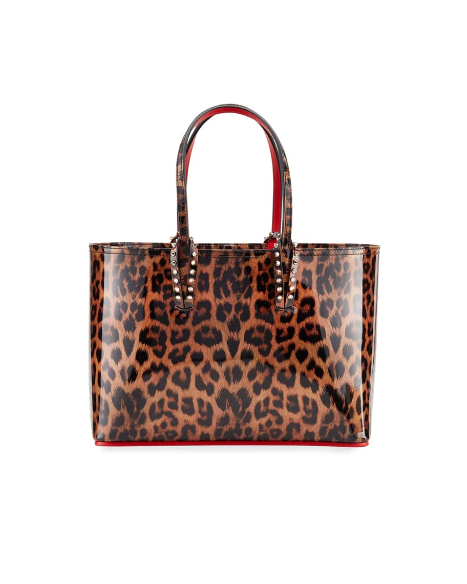 Christian Louboutin Cabata Small Leopard-Print Patent Tote Bag | Neiman ...
