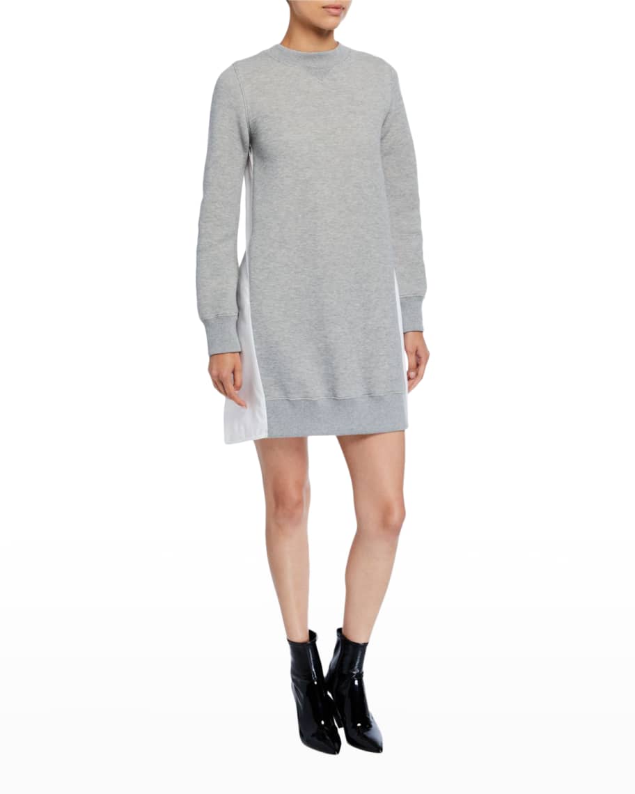SACAI Sweater Dress w Poplin Back Neiman Marcus