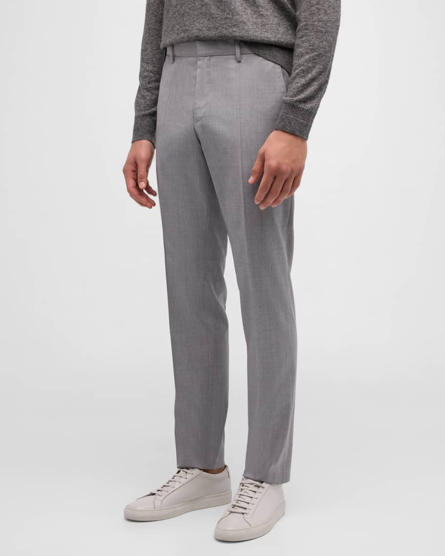 BOSS Men's Genesis Slim-Fit Wool Trousers, Light Gray | Neiman Marcus