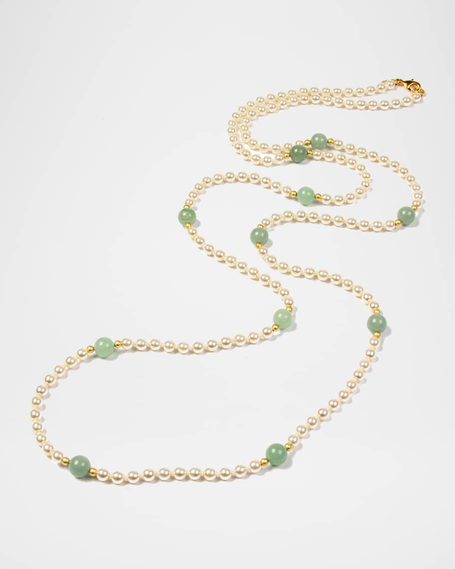 Ben-Amun Hippie Jade Bead & Pearly Long Necklace | Neiman Marcus