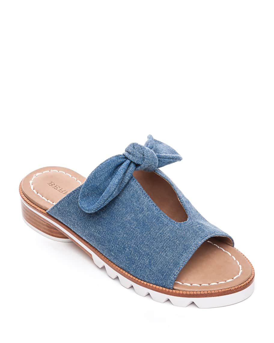 Bernardo Alice Denim Bow Slide Sandals