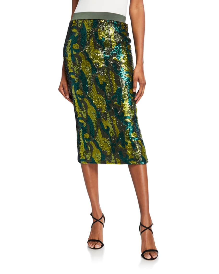 Camo sequin pencil skirt 2025