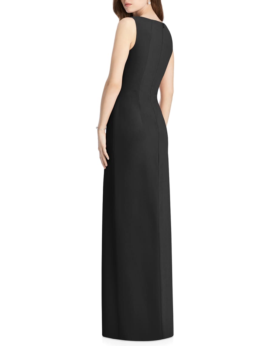 Jenny Packham Bridesmaids V Neck Sleeveless Drape Front Gown Bridesmaid Dress with Slit Neiman Marcus