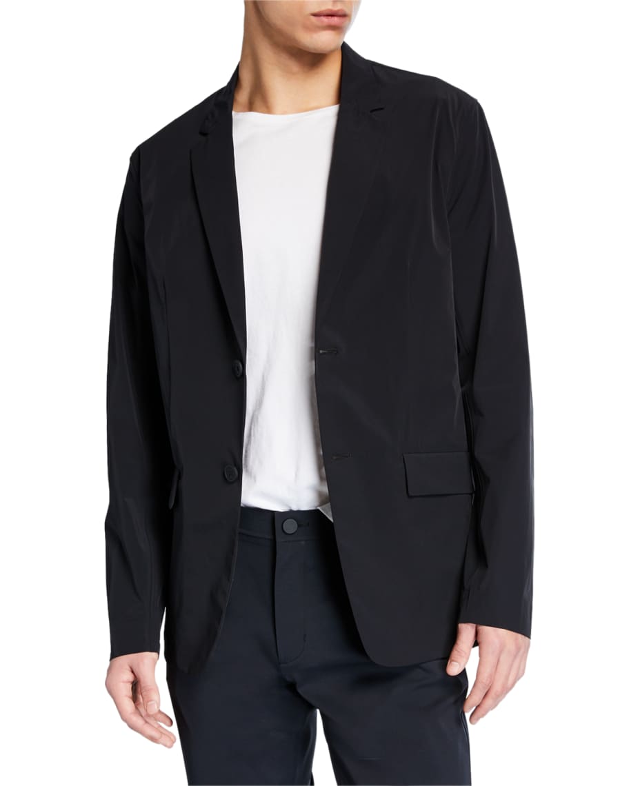 Theory Men's Euclid Paper Nylon Two-Button Packable Jacket | Neiman Marcus