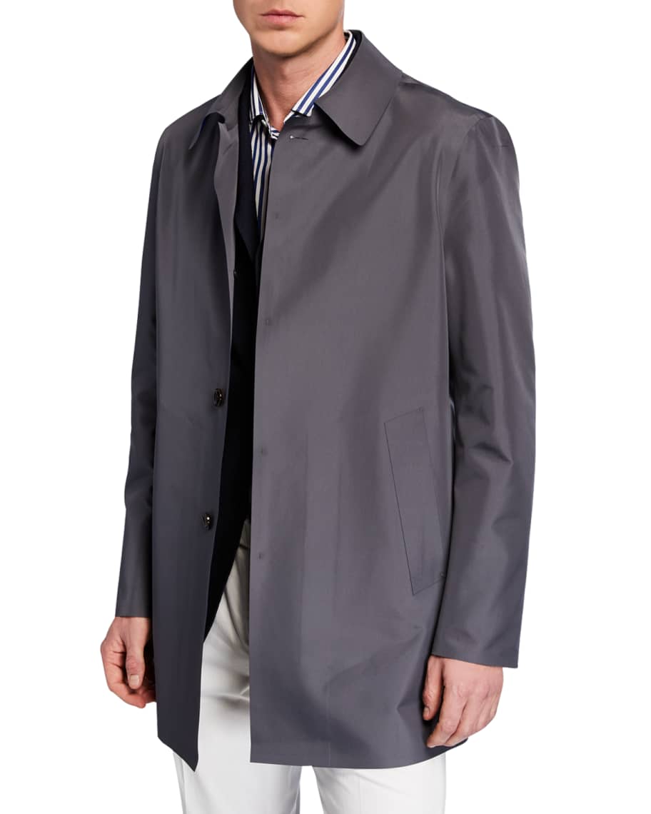 Kired Men's Spread-Collar Rain Coat, Blue/Gray | Neiman Marcus