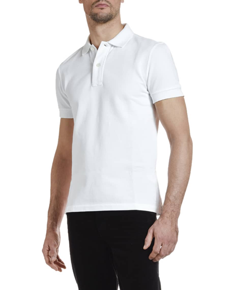 TOM FORD Men's Pique-Knit Polo Shirt, White | Neiman Marcus