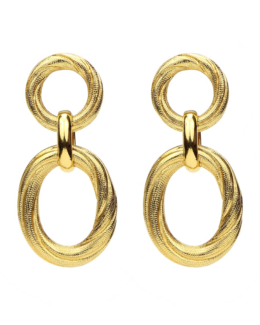 Ben-Amun Textured Hoop Post & Oval Drop Earrings | Neiman Marcus