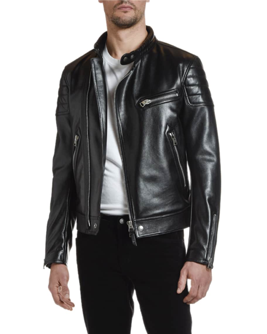 Neiman marcus black top leather jacket