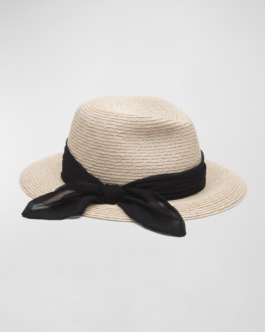 Eugenia Kim Lillian Woven Fedora Hat w/ Scarf Band | Neiman  display picture 2