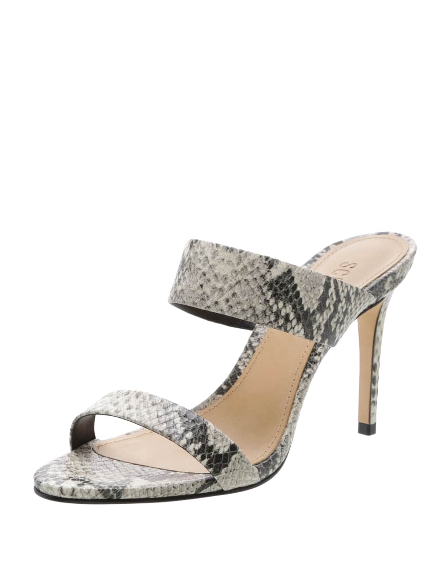 Schutz Leia Snake Embossed Strappy Slide Sandals Neiman Marcus