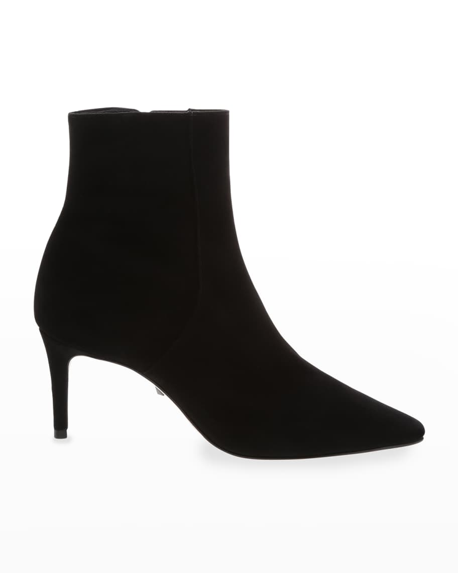 Schutz Bette Suede Pointed-Toe Ankle Booties | Neiman Marcus