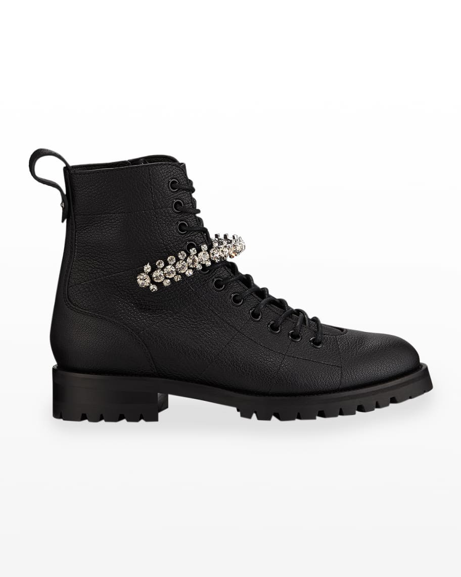 Jimmy Choo Cruz Crystal Strap Combat Booties Neiman Marcus