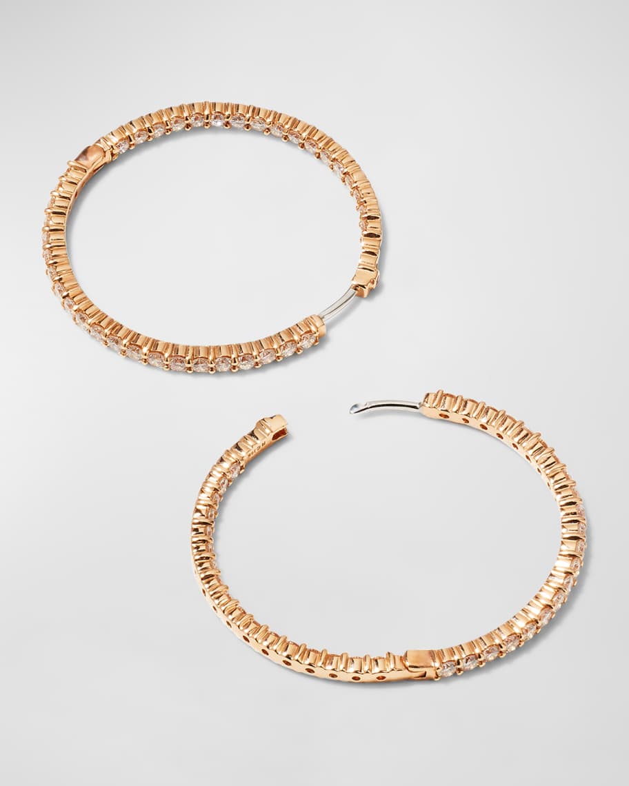 Image 3 of 4: 38mm Rose Gold Diamond Hoop Earrings, 2.46ct