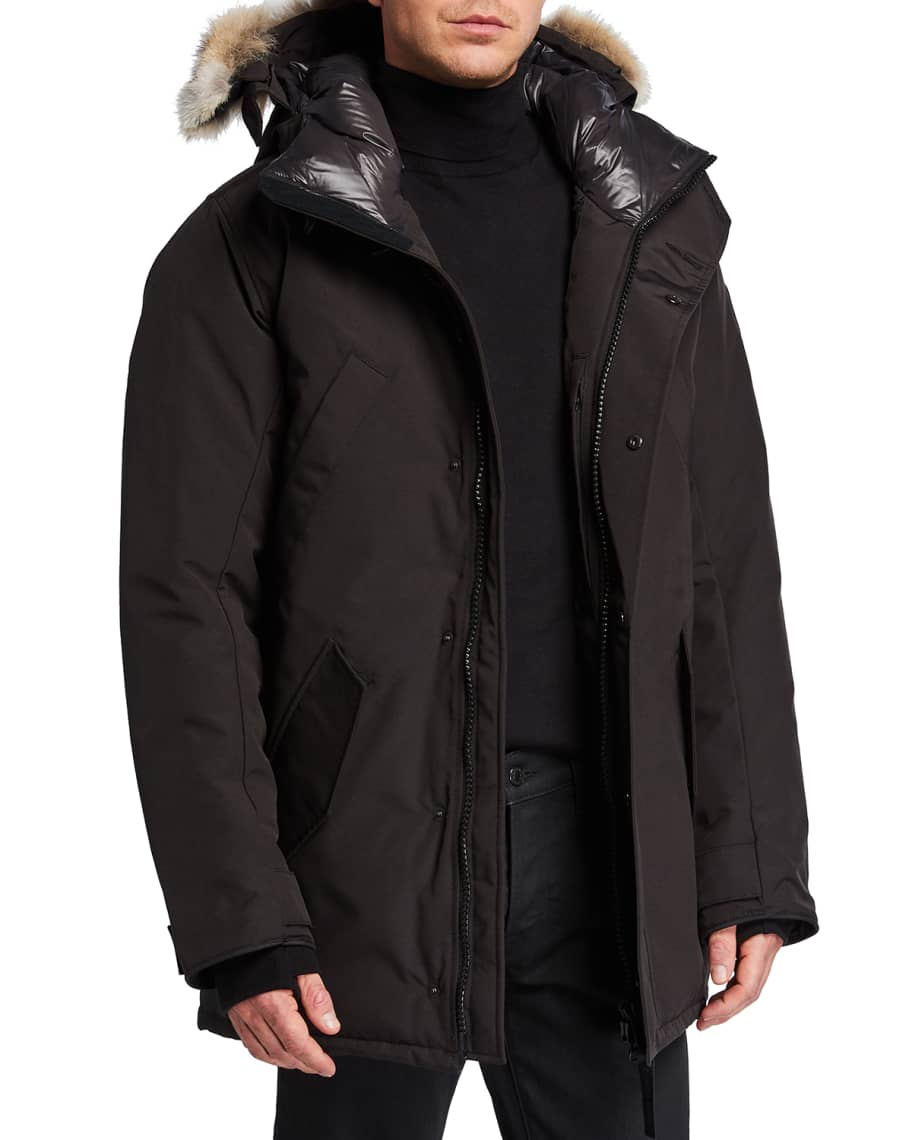 Canada Goose Men's Edgewood Hooded Parka w/ Fur Trim | Neiman Marcus