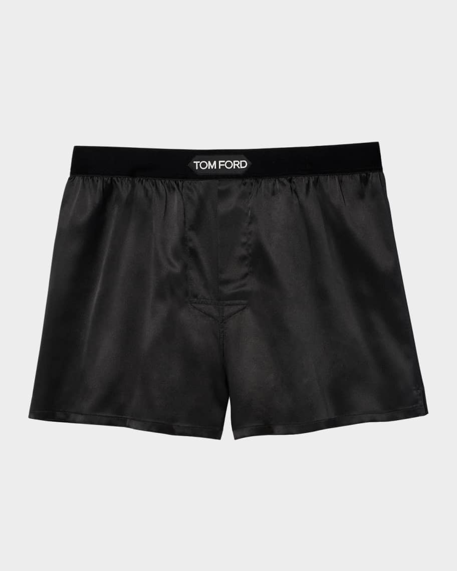 アンダーシャツ・インナー ^ ^ Men's Shine Satin Jacquard Boxers NM2734QKQ TOM FORD Men's Silk Jacquard Logo Boxers | Neiman Marcus