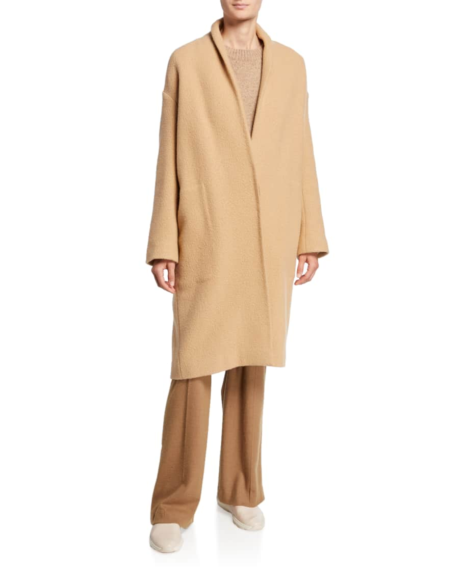 Vince Collarless Long Wool Coat | Neiman Marcus