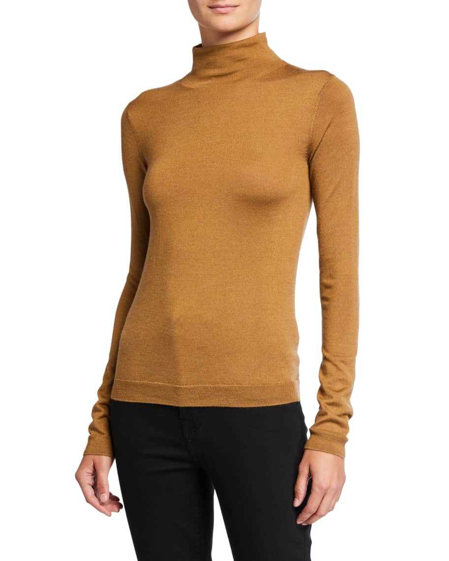 Vince Shrunken Merino Wool Silk Turtleneck Sweater Neiman Marcus