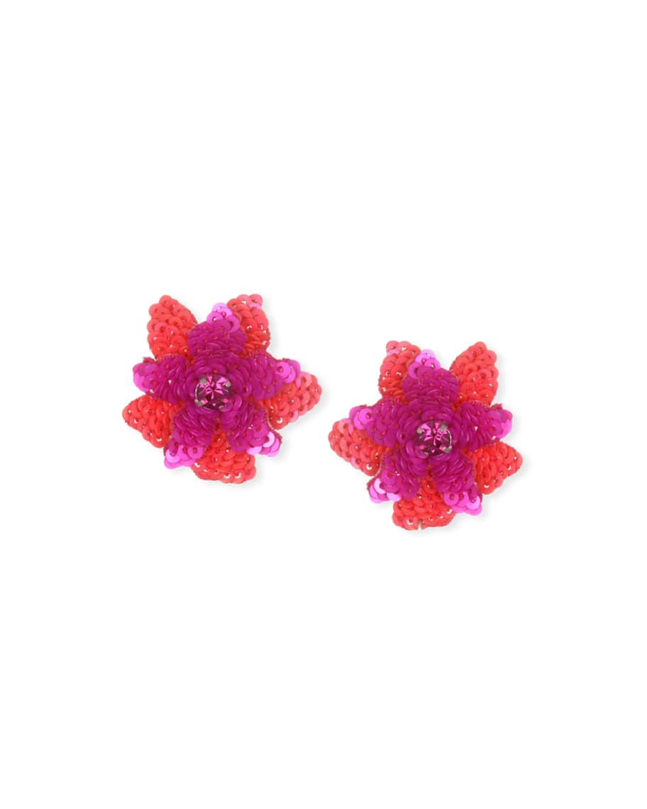 Suzanna Dai Oaxaca Sequin Flower Stud Earrings | Neiman Marcus