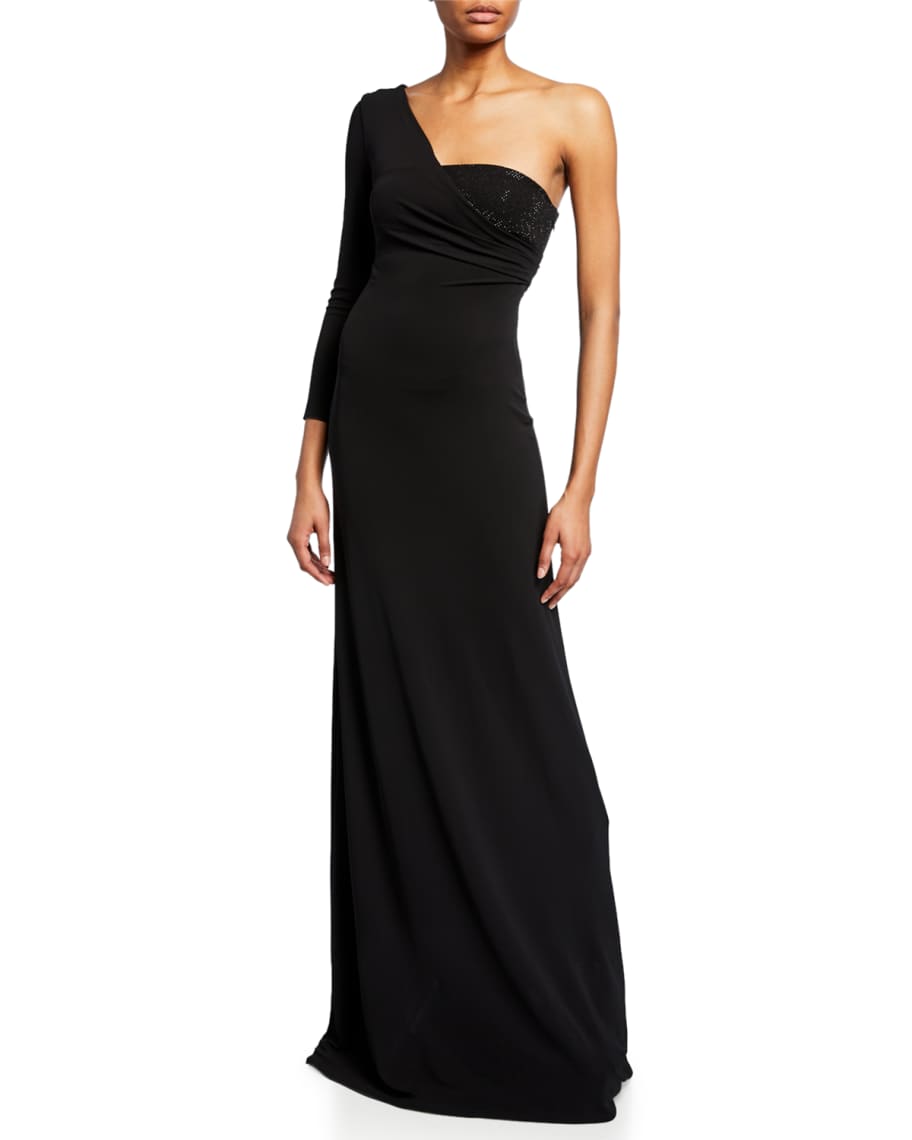 Emporio Armani One-Sleeve Velvet Gown | Neiman Marcus
