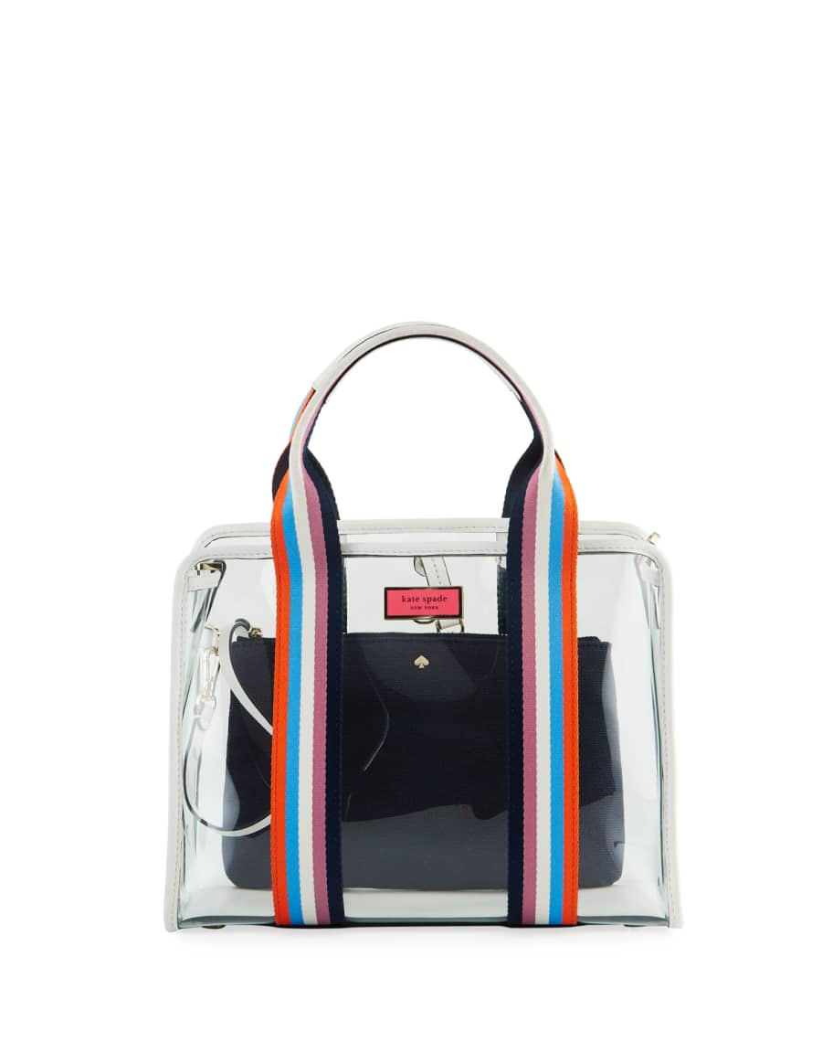 kate spade new york clear stripe medium satchel bag | Neiman Marcus