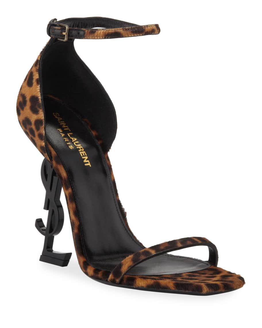 Saint Laurent Opyum Leopard Calf Hair Sandals Neiman Marcus
