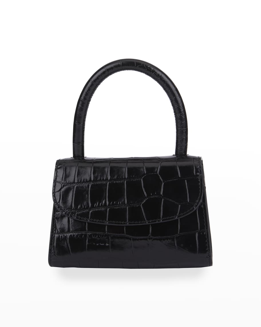 BY FAR Mini Crocodile-Embossed Top Handle Bag | Neiman Marcus
