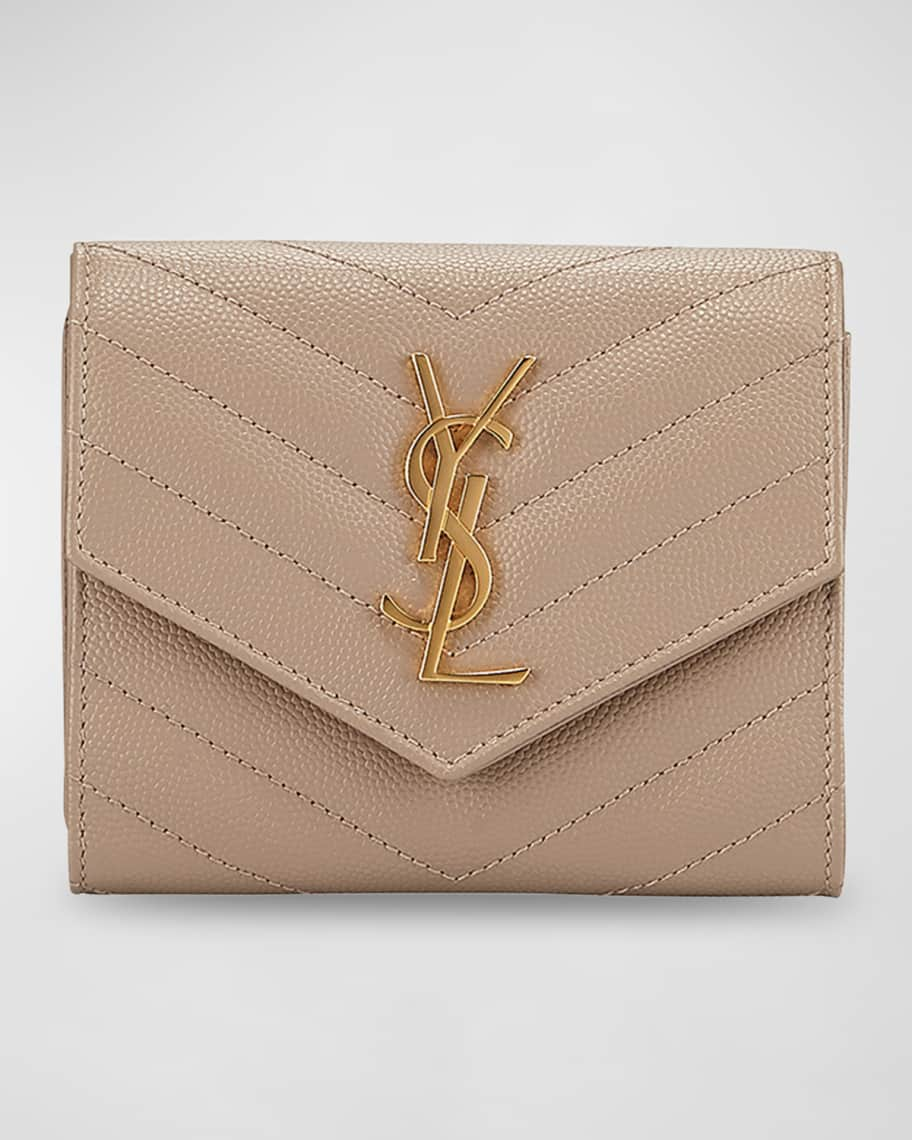 Saint Laurent Gaby Compact Tri-Fold Wallet In Quilted Lambskin