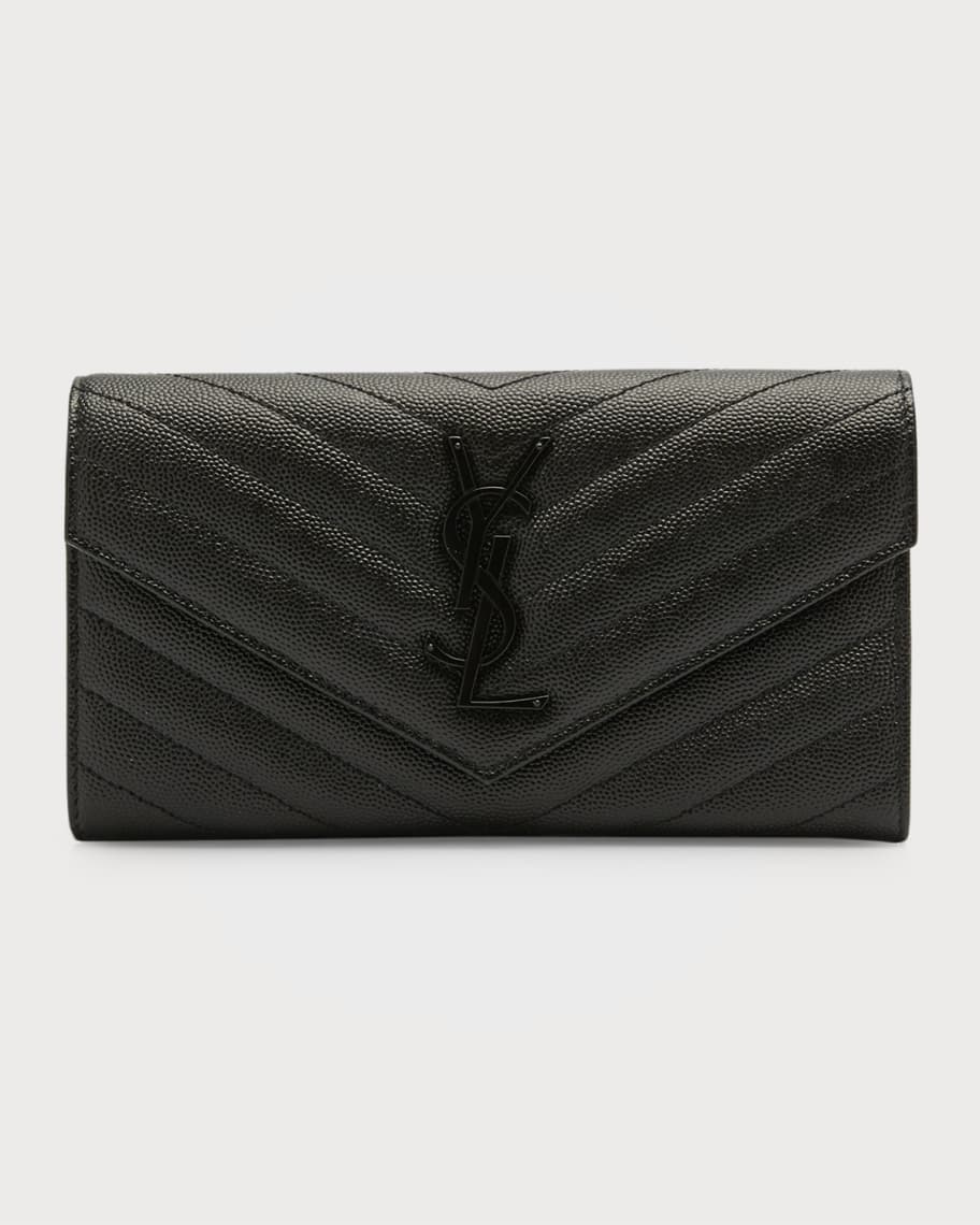 Saint Laurent Cassandre Quilted Textured-leather Wallet - Black - One Size