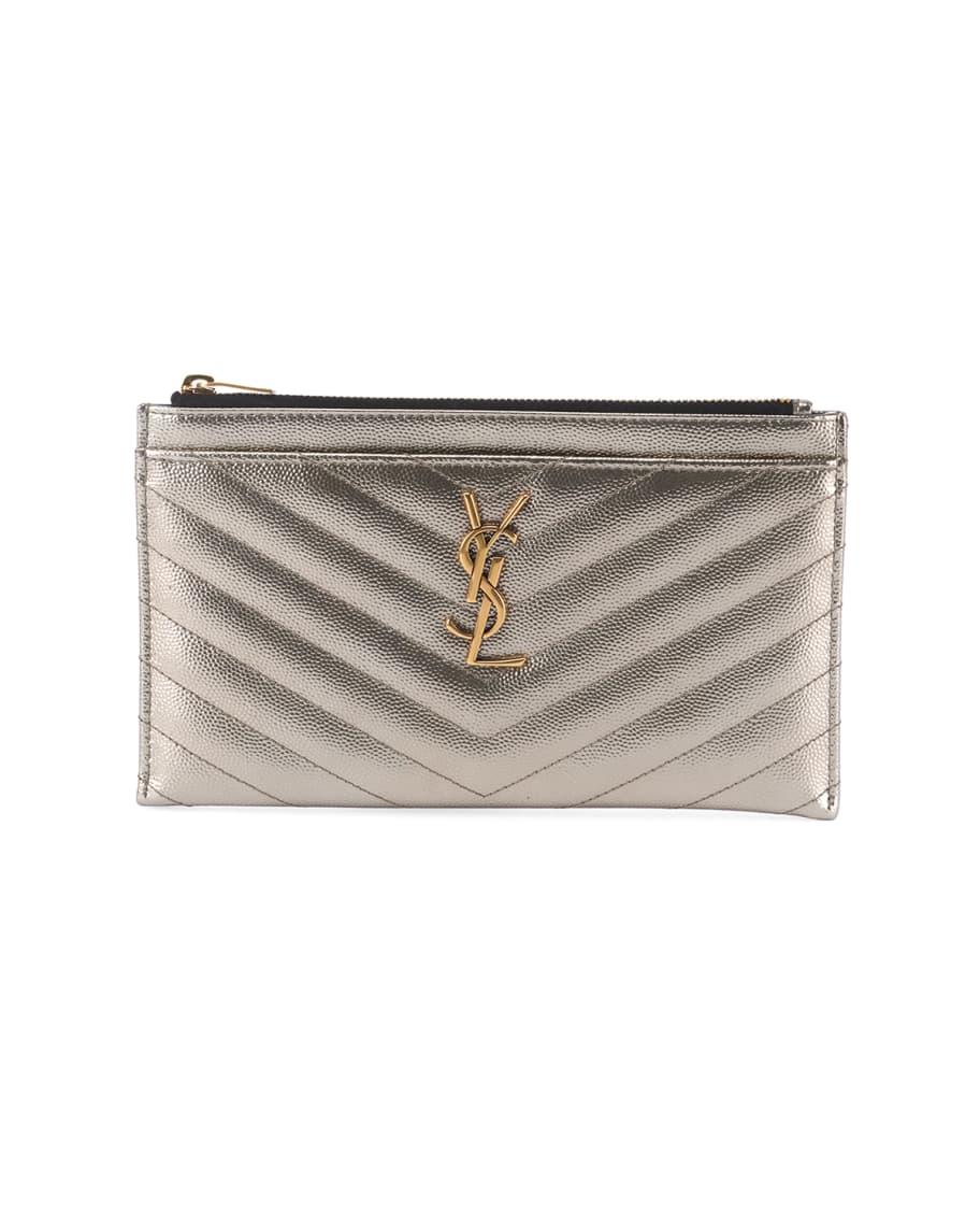 Saint Laurent Monogram Ysl Matte Quilted Bill Pouch Wallet In