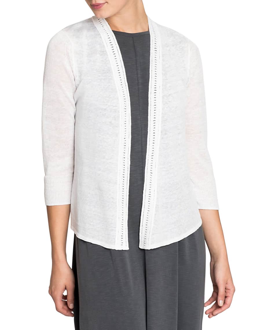 NIC ZOE Petite Open Front Crochet Trim 4 Way Cardigan Neiman Marcus