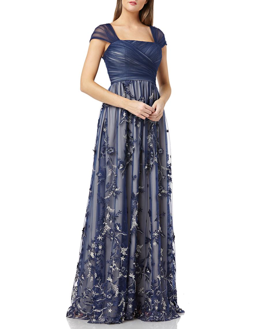 Robe De Soirée Carmen Marc Valvo 'Infusion' - Taille 4 - Ivoire - Neuve (Sans Étiquettes)