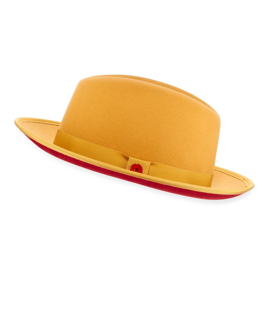 Keith James King Red-Brim Wool Fedora Hat, Yellow | Neiman  display picture 1