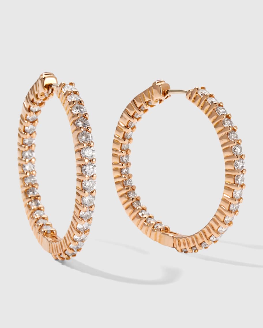 Roberto Coin 30mm Rose Gold Diamond Hoop Earrings, 2.84ct | Neiman Marcus