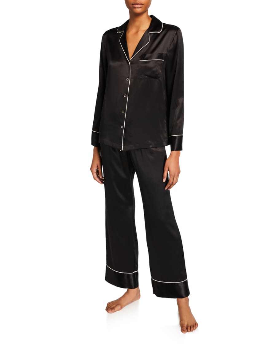 Neiman Marcus Basic Silk Satin Pajama Set Neiman Marcus