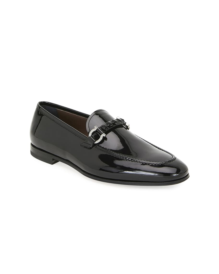 salvatore ferragamo side buckle leather loafers