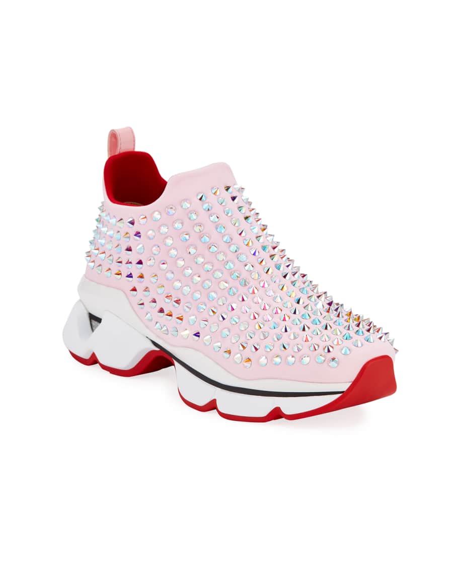 Christian Louboutin Krystal Donna Red Sole Sock Sneakers Neiman