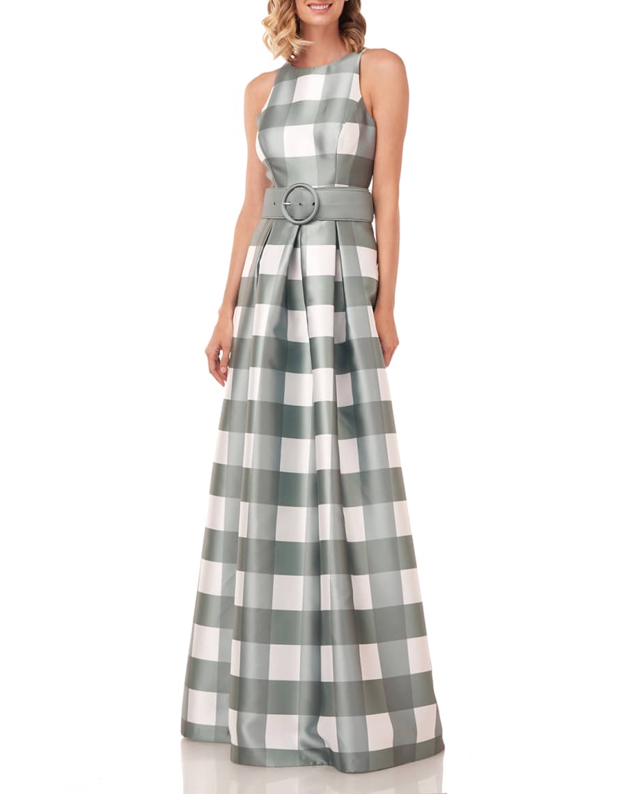 Kay unger gingham gown outlet