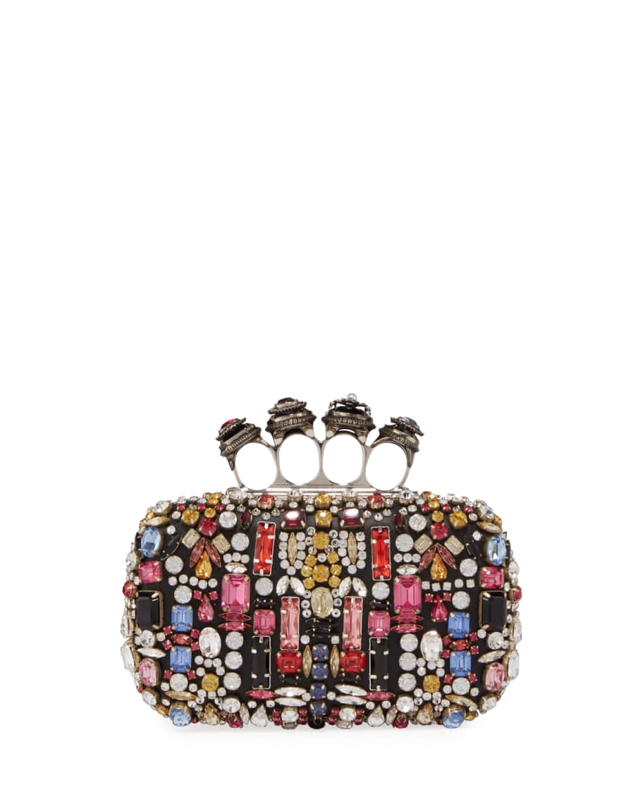 Alexander McQueen Jeweled Four-Ring Embellished Leather Clutch Bag ...