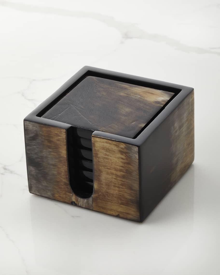 Horn Veneer Coasters, Set of 6