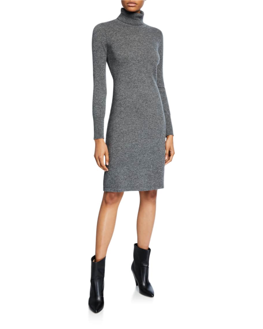 Neiman Marcus Cashmere Collection Cashmere Long-Sleeve Turtleneck Dress ...