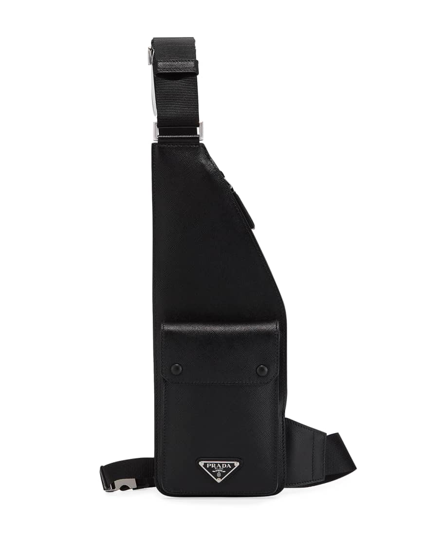 Prada Men's Saffiano Leather Multi-Strap Crossbody Bag | Neiman Marcus