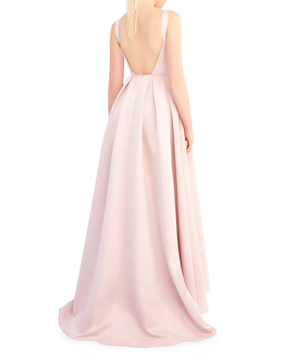 Ieena for Mac Duggal Bateau-Neck Sleeveless Open-Back Pleated A-Line ...